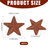 60Pcs Iron Pendants, Rusting, Star, Coconut Brown, 25.4mm