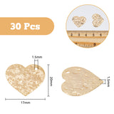 Brass Pendants, Heart, Real 18K Gold Plated, 17x20x1.5mm, Hole: 1.4mm, 30pcs/box