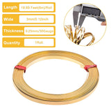 Brass Flat Bezel Wire, DIY Bezel Setting for Cabochon, Raw(Unplated), 3x0.2mm, about 19.69 Feet(6m)/Roll