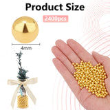 ABS Plastic Beads, No Hole/Undrilled, Round, Golden Plated, 4mm in diameter, about 2400pcs
