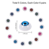 Craft Plastic Doll Eyes, Stuffed Toy Eyes, Mixed Color, 20x10mm, 30pair/box