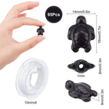 DIY Tortoise Bead Stretch Bracelets Making Kits, Including Dyed Synthetic Turquoise Beads and 10m Beading Elastic Thread, Black, 18~18.5x14~15x8mm, Hole: 1~1.5mm, 95pcs/box