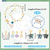 Knitting Row Counter Chains & Locking Stitch Markers Kits, with Sheep Alloy Enamel Pendant and Acrylic Beads, Mixed Color, 2.6~29.7cm, 15pcs/set