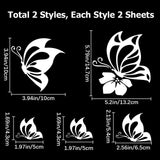 4 Sheets 2 Styles PVC Waterproof Car Stickers, Self-Adhesive Decals, for Vehicle Decoration, Butterfly, White, 117~154x140~188x0.2mm, Stickers: 50~147x63~132mm, 2 sheets/style