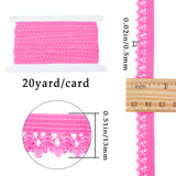 Polyester Elastic Cords with Single Edge Trimming, Flat, with Cardboard Display Card, Deep Pink, 13mm