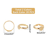 Adjustable Brass Ring Components, Pad Ring Findings, For Jewelry Making, Adjustable, Lead Free and Cadmium Free, Golden & Silver,  nner Diameter: 17mm, Tray: 8mm, 2 colors, 20pcs/color, 40pcs/box