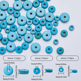 3 Strands 3 Sizes Dyed Synthetic Turquoise Dyed Beads Strands, Heishi Beads, Flat Round/Disc, 4~8x2~3.5mm, Hole: 1mm, 1 strand/size