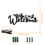 Iron Wall Hanging Decorative, with 3 Screws, Word Welcome, Metal Wall Art Ornament for Home, Electrophoresis Black, 115x300mm