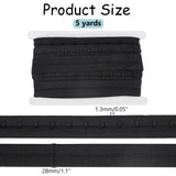 5 Yards 1 Row Hook & Eye Tape, Undergarment Sewing Fastener Polyester Tape, Black, 28x1.3mm, about 4.572m/set