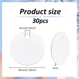 30Pcs Blank Double-sided Heat Transfer Aluminium Pendants, Pet Tag, White, Flat Round, 30x1mm, Hole: 4mm