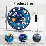 MDF Printed Wall Clock, for Home Living Room Bedroom Decoration, Flat Round, Spaceman, 300mm