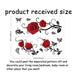 PVC Wall Stickers, Wall Decoration, for Valentine's Day, Rose Pattern, 740x290mm, 2pcs/set
