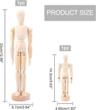 2Pcs 2 Style Unfinished Wooden Pine Movable Joint Family Model, for Artist Mannequin Drawing Supplies, BurlyWood, 1pc/style