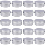 Round Aluminium Tin Cans, Aluminium Jar, Storage Containers for Cosmetic, Candles, Candies, with Screw Top Lid, Platinum, 5.7x2.7cm, Capacity: 50ml, 20pcs/box