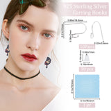 10 Pairs 925 Sterling Silver Earring Hooks, with Horizontal Loops & 50Pcs Plastic Ear Nuts & 1Pcs Polishing Cloth, Silver, 16.5x12~13mm, Hole: 2mm, 22 Gauge, Pin: 0.6mm