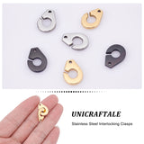3Pcs 3 Colors Ion Plating(IP) 304 Stainless Steel Interlocking Clasps, Mixed Color, 24x11x2mm, Hole: 1mm, 1pc/color
