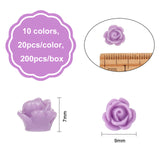 Opaque Resin Beads, Rose Flower, Mixed Color, 9x7mm, Hole: 1mm, 200pcs/box