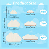 36Pcs 3 Style Cloud Shape Unfinished Wood Slices, for DIY Wood Painting Craft, Beige, 29.5~70x51~120x2mm