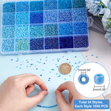 24000Pcs 24 Style 12/0 Glass Seed Beads, Round, Mixed Color, 2~2.5x1.5~2mm, Hole: 0.8~1mm, 1000pcs/style