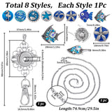 DIY Interchangeable Ocean Office Lanyard ID Badge Holder Necklace Making Kit, Including Dolphin & Starfish Alloy Snap Buttons & Keychain Making, 304 Stainless Steel Cable Chains Necklace, Blue, 10Pcs/box