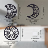 Hollow Wood Wall Hanging Ornaments, Wall Decor Door Decoration, Moon Phase with Flower Pattern, Black, Moon: 200x165~200x5mm, 5pcs/set