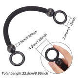 Wooden Bead Bag Handles, Polyester Cord Braided Purse Handles, for Bag Replacement Accessories, Ring, Black, 11.5x22.5x2.5cm, Inner Diameter: 2.85cm