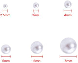 Imitation Pearl Acrylic Beads, No Hole/Undrilled Beads, Round, White, 2.5~8mm; about 1163pcs/box