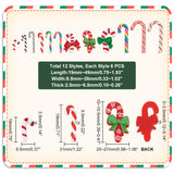 72Pcs 12 Styles Christmas Theme Opaque Resin Cabochons, Christmas Cane, Mixed Color, 19~49x8.5~26x2.5~6.5mm, 6pcs/style