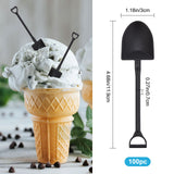 Plastic Spoons, Disposable Spoons, for Dessert, Shovel-shaped, Black, 30x119x7mm, 100pcs/bag
