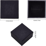 Kraft Paper Cardboard Jewelry Boxes, Ring Box, Square, with Sponge inside, Black, 5.7x5.7x3.7cm