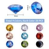 400pcs 8 colors Cubic Zirconia Cabochons, Faceted, Diamond, Mixed Color, 5x2.8mm, 50pcs/color