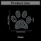 Paw Print Hotfix Glass Rhinestone, Iron on Patches Applique, For Shoes, Gartment and Bags Decoration, Clear AB, 48x51x1mm