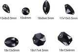 Sew on Rhinestone, Taiwan Acrylic Rhinestone, Two Holes, Garments Accessories,  Mixed Shapes, Flat Back and Faceted, Black, 70pcs/box