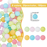 160Pcs 8 Colors Luminous Silicone Beads, Chewing Beads For Teethers, DIY Nursing Necklaces Making, Round, Mixed Color, 12x11.5mm, Hole: 2mm, 20pcs/color