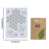 Bees Theme PET Plastic Hollow Out Drawing Painting Stencils Templates, Rectangle, Hive Pattern, 297x210mm