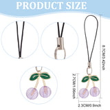 12Pcs Cell Phone Strap Charm 3D Cherry Acrylic Charm Hanging Keychain for Women, Phone Decorations Charm, with Nylon Cord, Mixed Color, 8.7cm