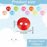 1000Pcs Multi Colour DIY Handcraft Buttons For Dolls Clothes, Flat Round, Resin Button, Mixed Color, 6mm