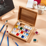Empty Watercolor Paint Pans, Wood Box, for Paint Case Art Palette Supplies, Rectangular, BurlyWood, 11.6x10.65x2.85cm