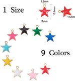 Brass Charms, Enamelled Sequins, Raw(Unplated), Star, Mixed Color, 10.5x10x1.5mm, Hole: 1mm, 45pcs/box