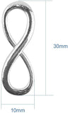 Alloy Links, Infinity, Silver, 30x10x2mm