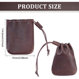 Leather Drawstring Wallets, Change Purse, Small Storage Bag for Earphone, Coin, Jewelry, Coconut Brown, 11.45x9.1x0.8cm
