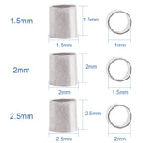 1 Box Silver Brass Tube Crimp Beads Sets in 3 Sizes for Jewelry Making, Silver, 1.5~2.5mm, Hole: 1~2mm; about 3060pcs/box