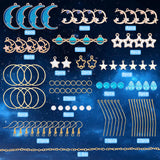 DIY Planet Earring Making Kit, Including Moon & Star Alloy Enamel Pendants & Link Connectors, Brass Earring Hooks & Pendants, Glass Beads, Blue