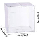 Transparent Plastic PVC Box Gift Packaging, Waterproof Folding Box, Square, Clear, 21.4x14x0.1cm, Box: 7x7x7cm