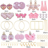 DIY Pink Style Earring Making Kits, with Freshwater Shell & Alloy & Resin & Cloth & Nylon Tassels & Glass Globe Pendants, Brass Earring Findings, Golden