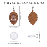 Wood Pendant Sets, with Stainless Steel Findings and Transparent Glass Cabochons, Mixed Color