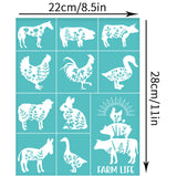 Self-Adhesive Silk Screen Printing Stencil, for Painting on Wood, DIY Decoration T-Shirt Fabric, Turquoise, Farm, 280x220mm