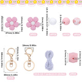 DIY Flower Keychain Making Kit, Including Silicone Beads, Elastic Cord, Alloy Keychain Clasp Findings, Pink, 40Pcs/bag