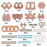 Bohemia Dangle Hoop Earring DIY Making Kit, Including Walnut Wooden Pendants, Synthetic Turquoise Beads, Alloy Beads & Linking Rings, Brass Jump Rings & Hoop Earring Findings, Plastic Pendants, Mixed Color, Pendants: 22pcs/set