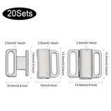 20 Sets Alloy Bikini Clips, Bra Clasp Replacement Part, Lingerie Front Closure, Platinum, 13.5x15.5x3.5mm, Hole: 10x2mm